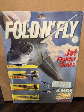 Vintage Fold N' Fly Paper Airplane Kit Jet Fighter Series 3D New Sealed
